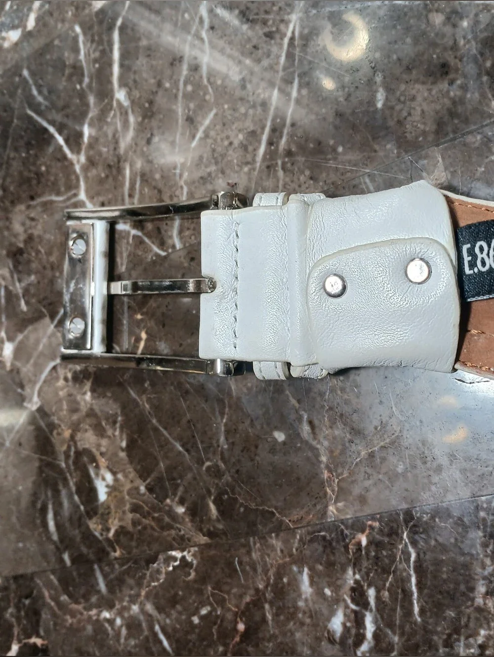 Nike Golf  White Leather Belt with Silver Buckle